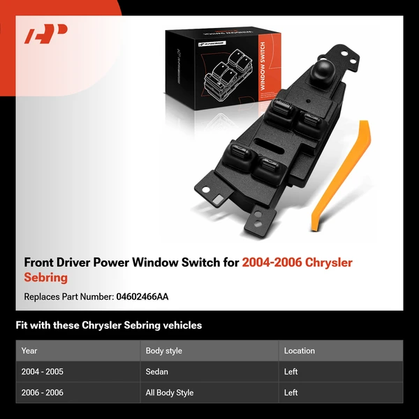 Front Driver Power Window Switch for 2004-2006 Chrysler Sebring