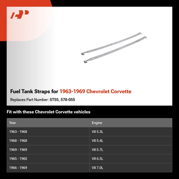 Fuel Tank Straps for 1963-1969 Chevrolet Corvette