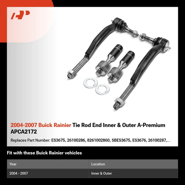 2004-2007 Buick Rainier Tie Rod End Inner & Outer A-Premium APCA2172