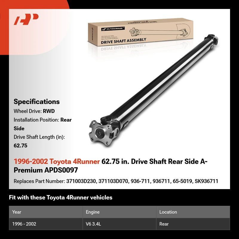 1996-2002 Toyota 4Runner 62.75 in. Drive Shaft Rear Side A-Premium APDS0097