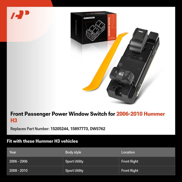 Front Passenger Power Window Switch for 2006-2010 Hummer H3