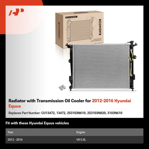 Radiator with Transmission Oil Cooler for 2012-2016 Hyundai Equus