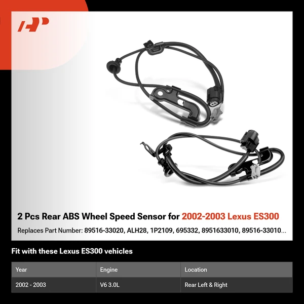 2 Pcs Rear ABS Wheel Speed Sensor for 2002-2003 Lexus ES300