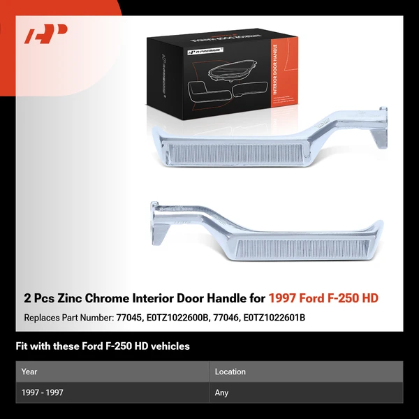 2 Pcs Zinc Chrome Interior Door Handle for 1997 Ford F-250 HD