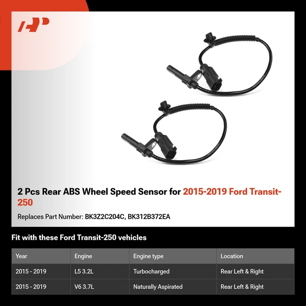2 Pcs Rear ABS Wheel Speed Sensor for 2015-2019 Ford Transit-250