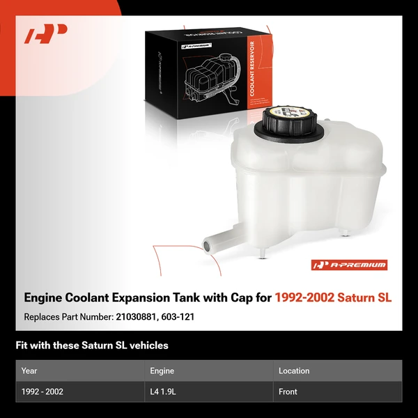 Engine Coolant Expansion Tank with Cap for 1992-2002 Saturn SL