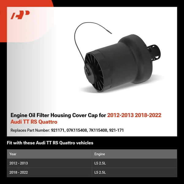Engine Oil Filter Housing Cover Cap for 2012-2013 2018-2022 Audi TT RS Quattro