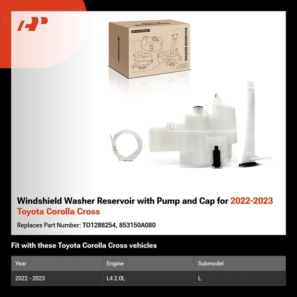 Windshield Washer Reservoir with Pump and Cap for 2022-2023 Toyota Corolla Cross