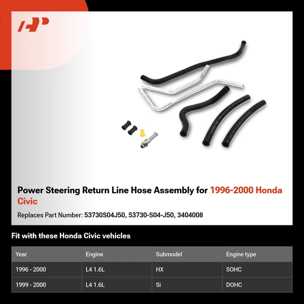 Power Steering Return Line Hose Assembly for 1996-2000 Honda Civic