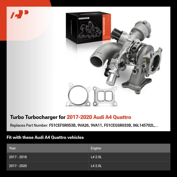 Turbo Turbocharger for 2017-2020 Audi A4 Quattro