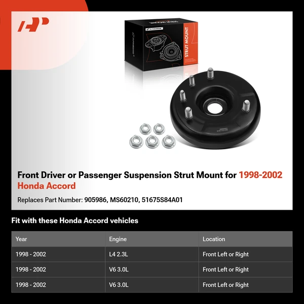 Front Driver or Passenger Suspension Strut Mount for 1998-2002 Honda Accord