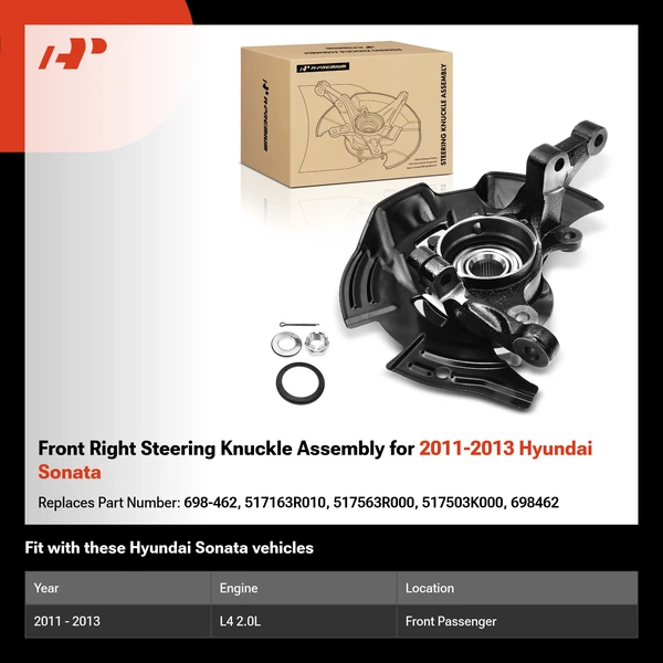 Front Right Steering Knuckle Assembly for 2011-2013 Hyundai Sonata