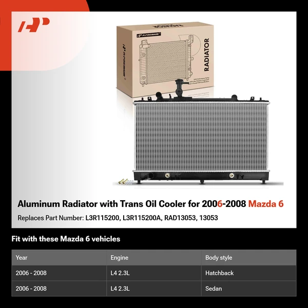 Aluminum Radiator with Trans Oil Cooler for 2006-2008 Mazda 6