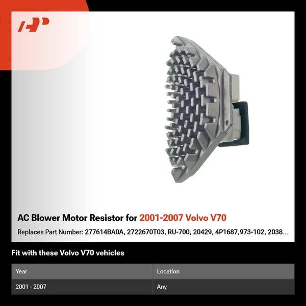 AC Blower Motor Resistor for 2001-2007 Volvo V70