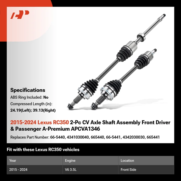 2015-2024 Lexus RC350 2-Pc CV Axle Shaft Assembly Front Driver & Passenger A-Premium APCVA1346