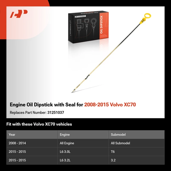 Engine Oil Dipstick with Seal for 2008-2015 Volvo XC70