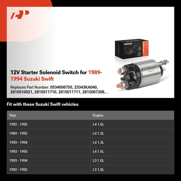 12V Starter Solenoid Switch for 1989-1994 Suzuki Swift