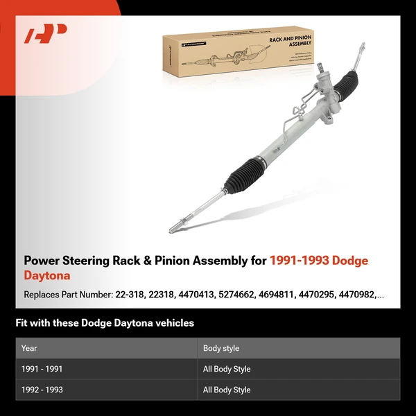 Power Steering Rack & Pinion Assembly for 1991-1993 Dodge Daytona