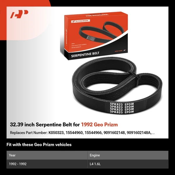 32.39 inch Serpentine Belt for 1992 Geo Prizm