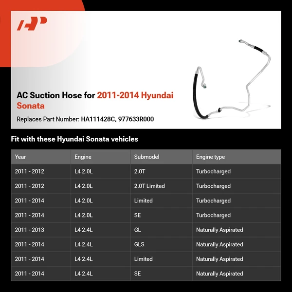 AC Suction Hose for 2011-2014 Hyundai Sonata