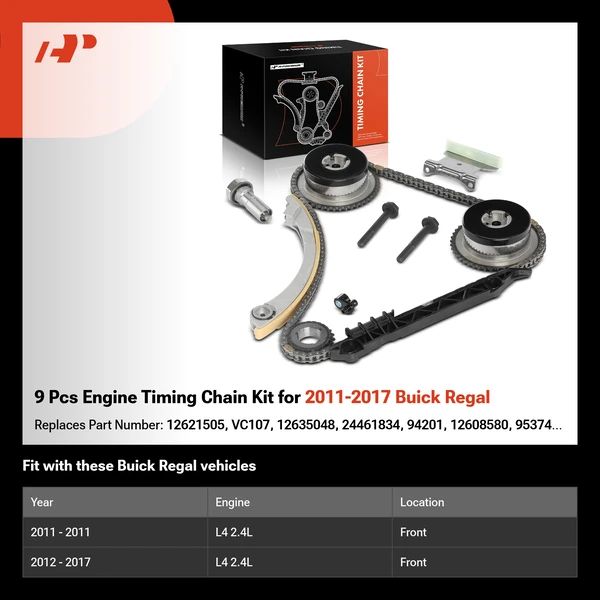 9 Pcs Engine Timing Chain Kit for 2011-2017 Buick Regal