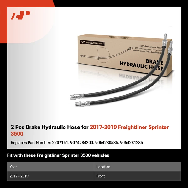 2 Pcs Brake Hydraulic Hose for 2017-2019 Freightliner Sprinter 3500