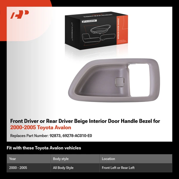 Front Driver or Rear Driver Beige Interior Door Handle Bezel for 2000-2005 Toyota Avalon