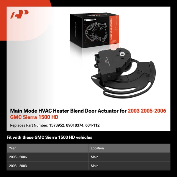 Main Mode HVAC Heater Blend Door Actuator for 2003 2005-2006 GMC Sierra 1500 HD