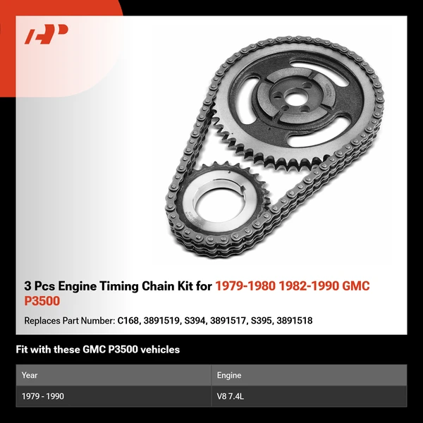 3 Pcs Engine Timing Chain Kit for 1979-1980 1982-1990 GMC P3500