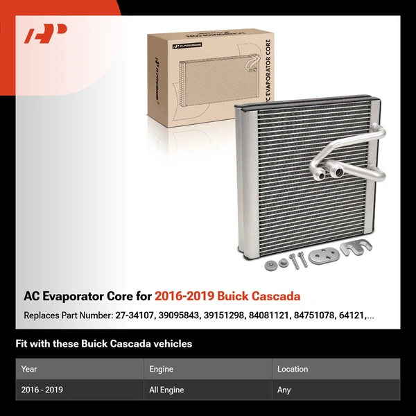AC Evaporator Core for 2016-2019 Buick Cascada