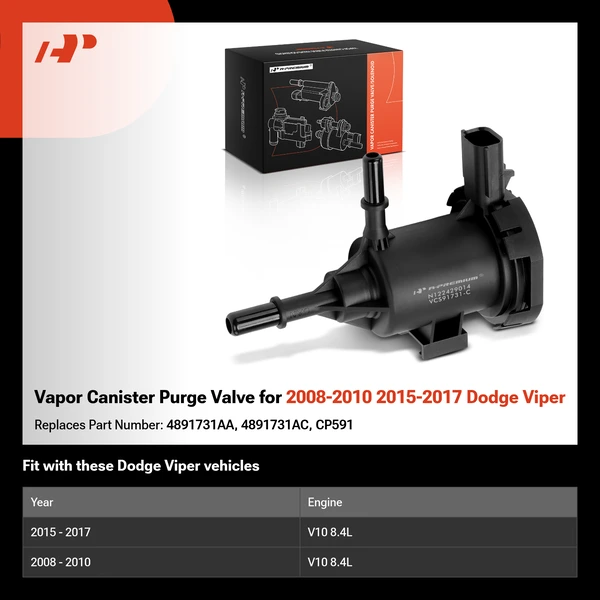Vapor Canister Purge Valve for 2008-2010 2015-2017 Dodge Viper