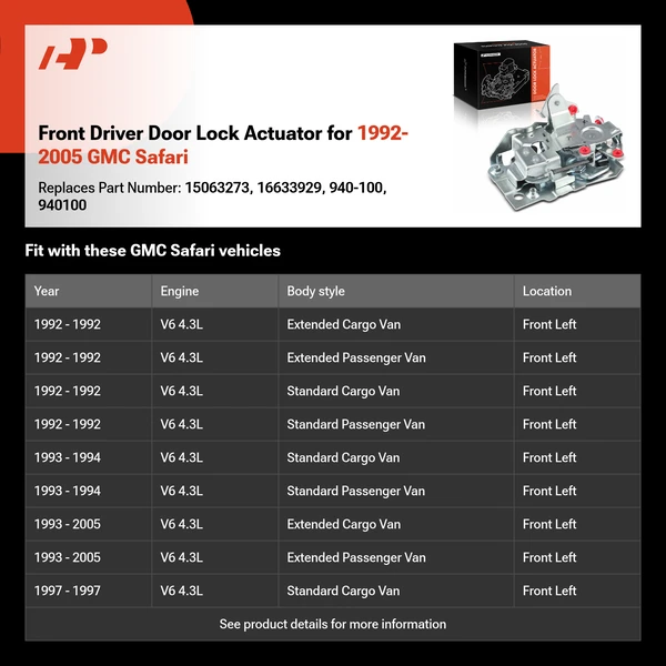Front Driver Door Lock Actuator for 1992-2005 GMC Safari