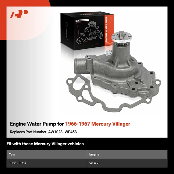 Engine Water Pump for 1966-1967 Mercury Villager