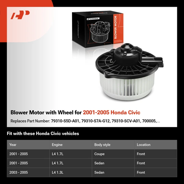Blower Motor with Wheel for 2001-2005 Honda Civic