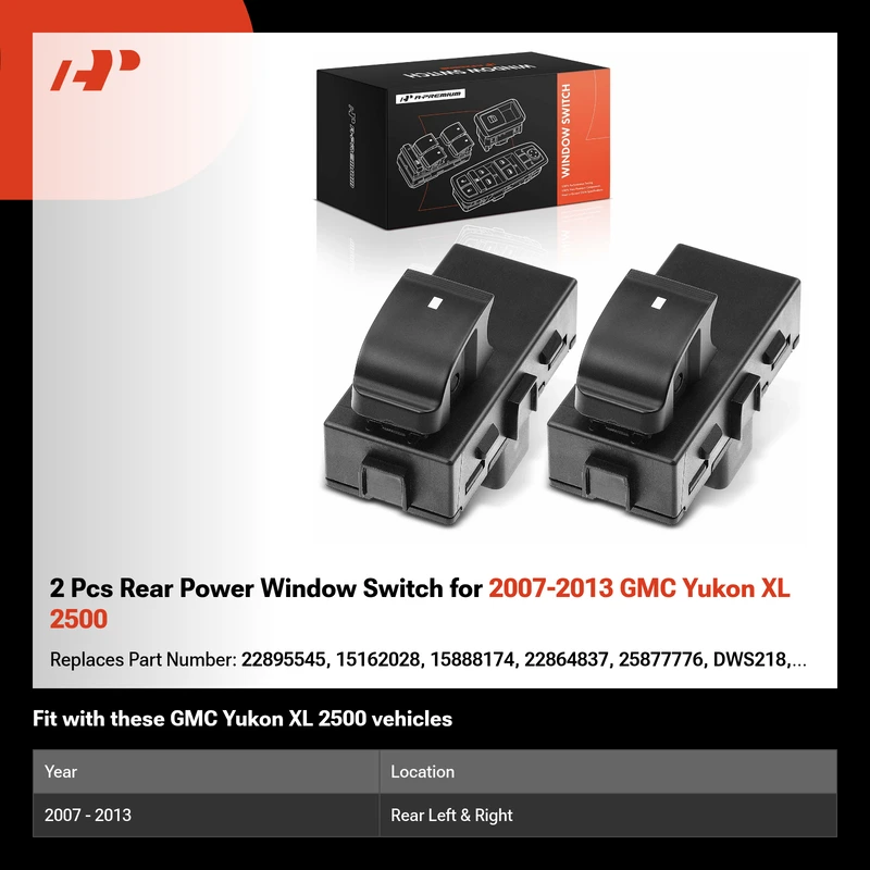 2 Pcs Rear Power Window Switch for 2007-2013 GMC Yukon XL 2500