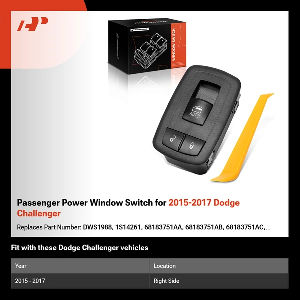Passenger Power Window Switch for 2015-2017 Dodge Challenger