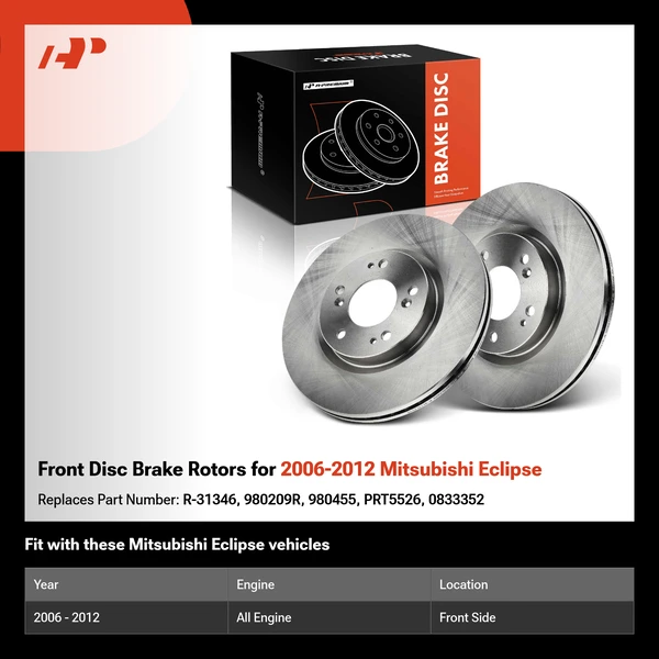 Front Disc Brake Rotors for 2006-2012 Mitsubishi Eclipse