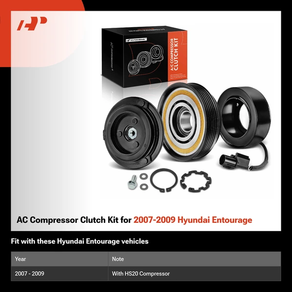 AC Compressor Clutch Kit for 2007-2009 Hyundai Entourage