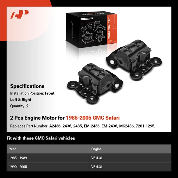 2 Pcs Engine Motor for 1985-2005 GMC Safari