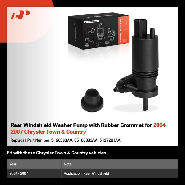 Rear Windshield Washer Pump with Rubber Grommet for 2004-2007 Chrysler Town & Country