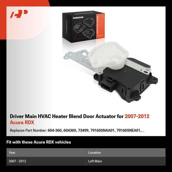 Driver Main HVAC Heater Blend Door Actuator for 2007-2012 Acura RDX