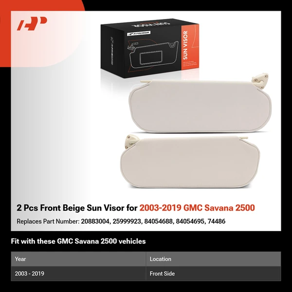 2 Pcs Front Beige Sun Visor for 2003-2019 GMC Savana 2500