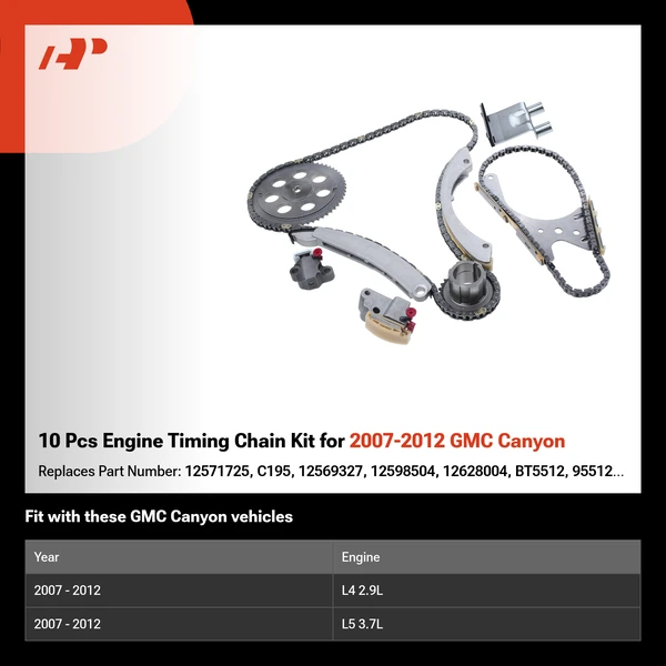 10 Pcs Engine Timing Chain Kit for 2007-2012 GMC Canyon