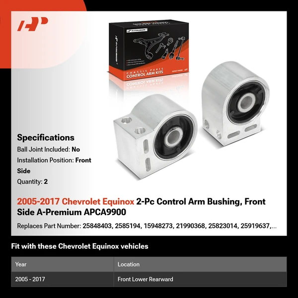 2005-2017 Chevrolet Equinox 2-Pc Control Arm Bushing, Front Side A-Premium APCA9900