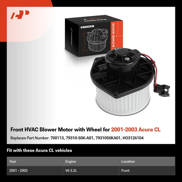 Front HVAC Blower Motor with Wheel for 2001-2003 Acura CL