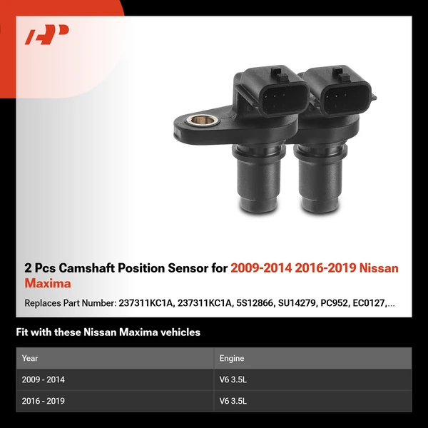 2 Pcs Camshaft Position Sensor for 2009-2014 2016-2019 Nissan Maxima