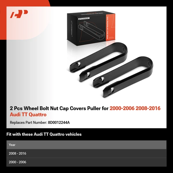 2 Pcs Wheel Bolt Nut Cap Covers Puller for 2000-2006 2008-2016 Audi TT Quattro