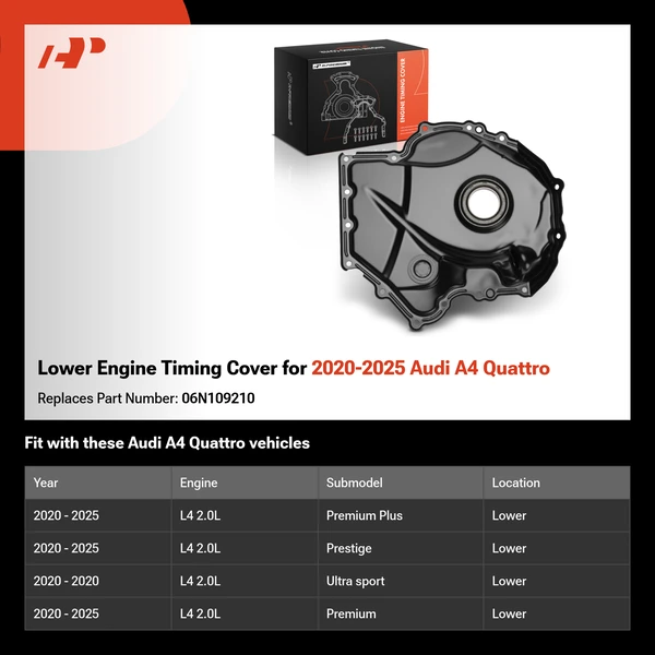 Lower Engine Timing Cover for 2020-2025 Audi A4 Quattro