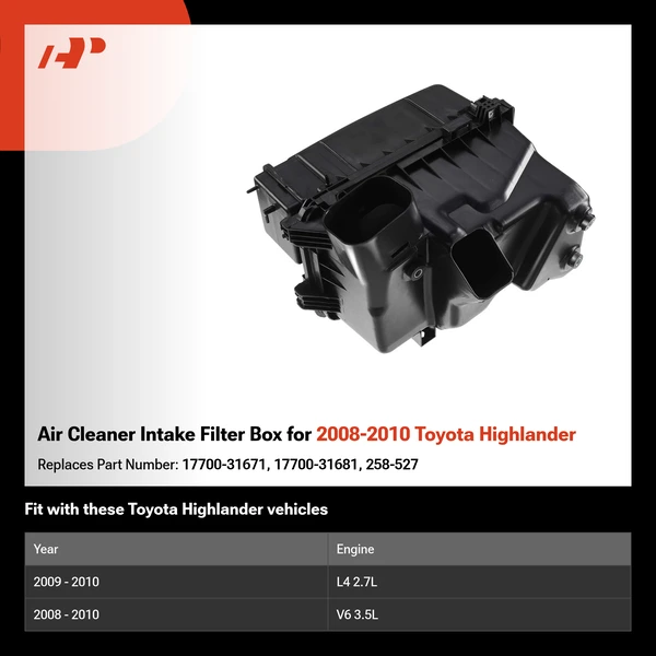 Air Cleaner Intake Filter Box for 2008-2010 Toyota Highlander