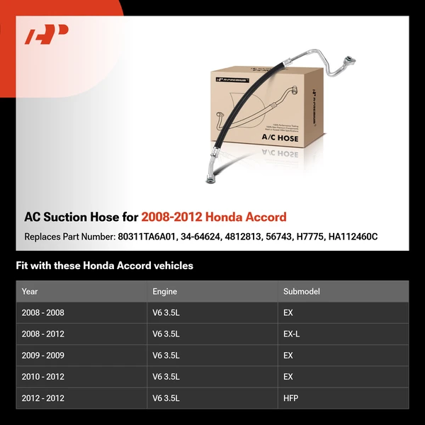 AC Suction Hose for 2008-2012 Honda Accord